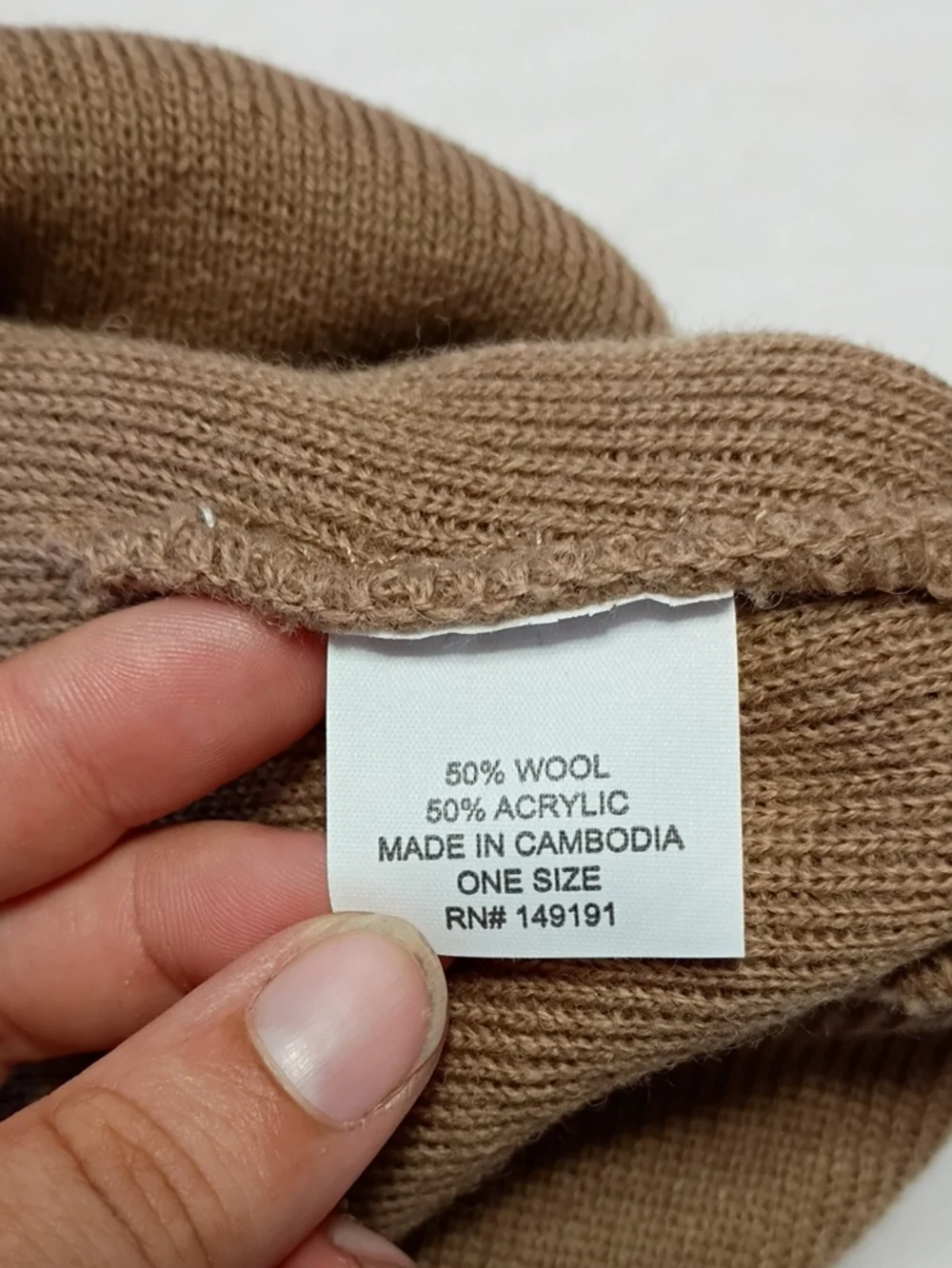 NWT Topo Designs Oatmeal Knit Wool Blend Beanie With Logo One Size Winter